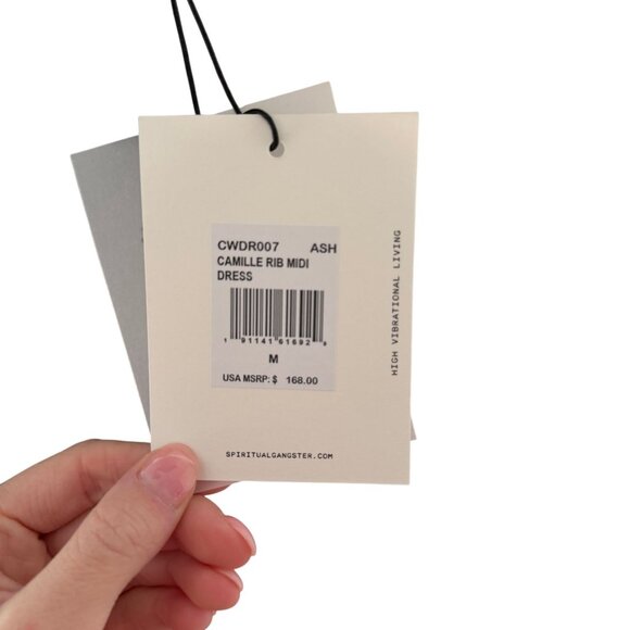 Spiritual Gangster Camille Rib Midi Dress Women's Size Medium in Dark Gray NWT! - Picture 3 of 5